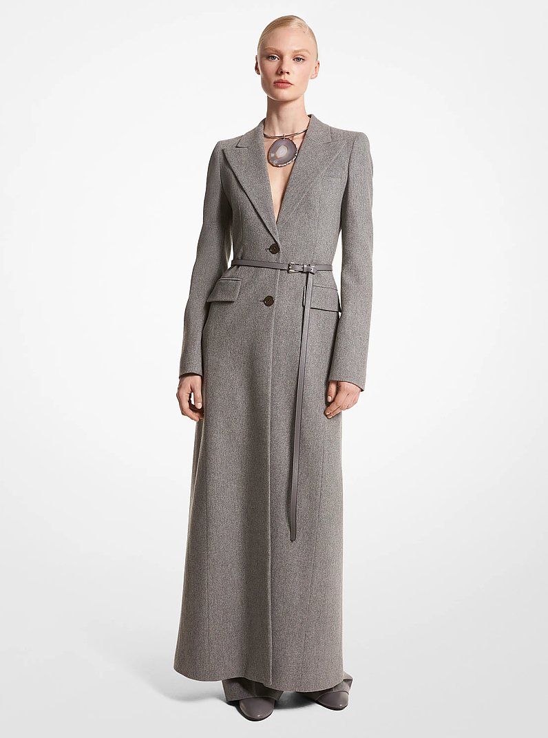 Georgina Stretch Wool Blazer Coat in BANKER GREY | Michael Kors