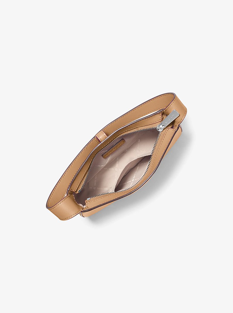 Lyra Small Leather Pochette in PEANUT | Michael Kors