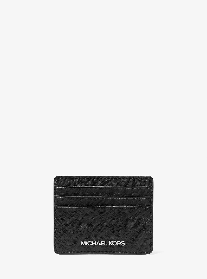 Jet Set Large Saffiano Leather Card Holder in BLACK | Michael Kors