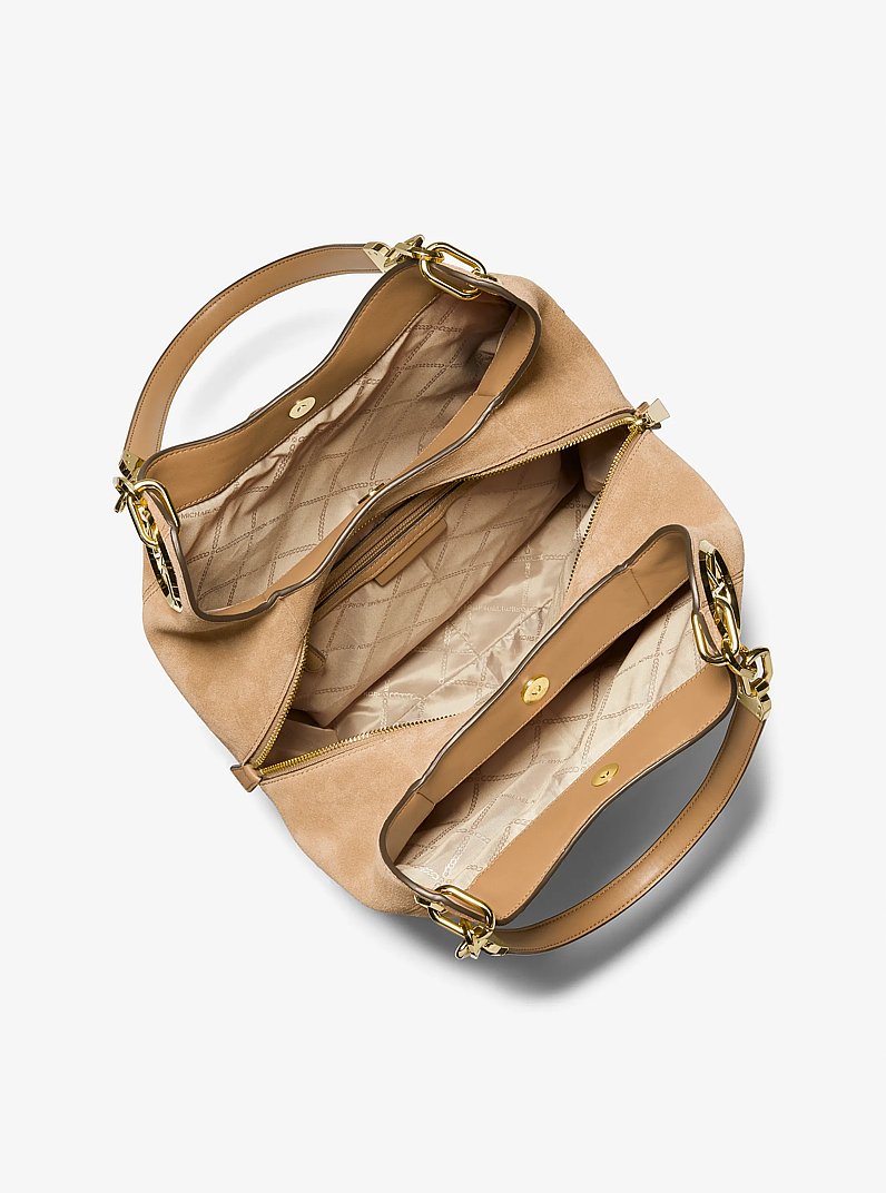 Bolso de hombro Lillie grande de ante in CAMEL | Michael Kors