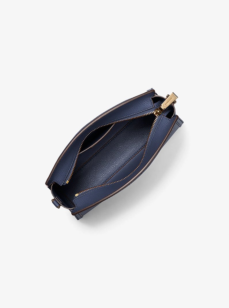 Chantal Large Pebbled Leather Crossbody Bag in NAVY | Michael Kors