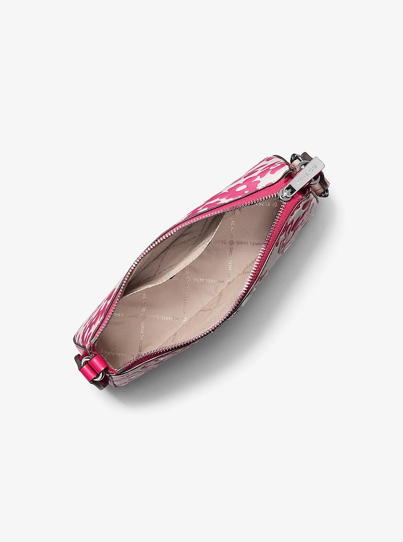 Jet Set Small Sequined Floral Print Crossbody Bag with Case for Apple Airpods Pro&reg; in DRAGONFRUIT | Michael Kors