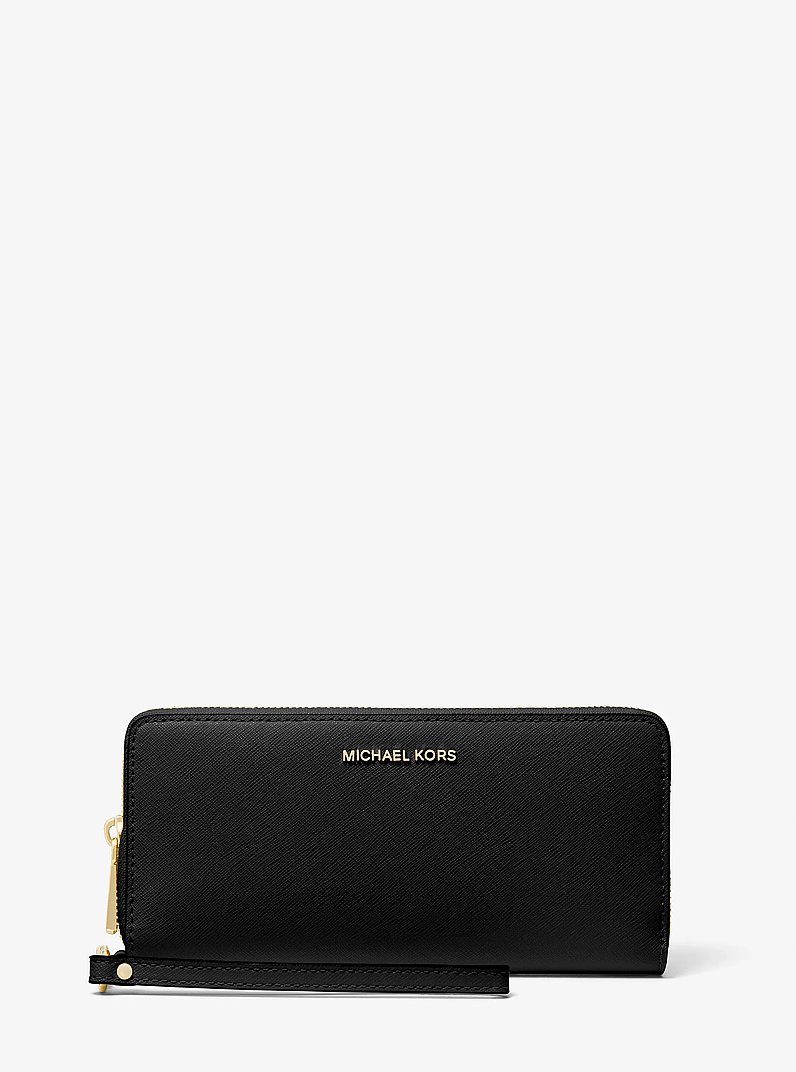 Large Saffiano Leather Continental Wallet in BLACK | Michael Kors