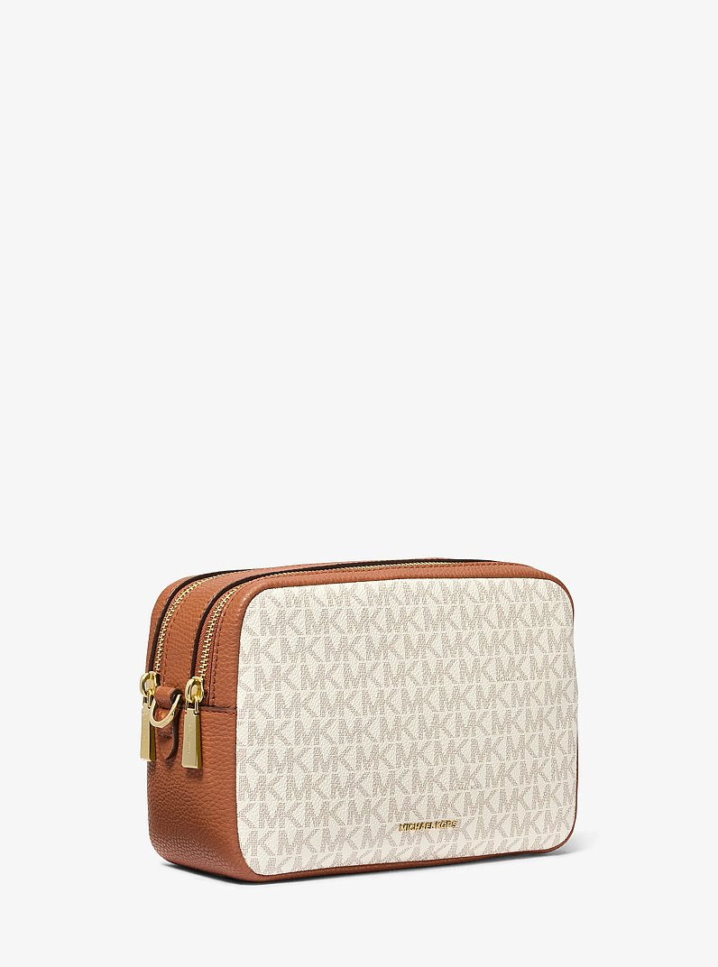 Kameratasche Bryant Medium mit Signature-Logomuster in VANILLE/EICHELBRAUN | Michael Kors