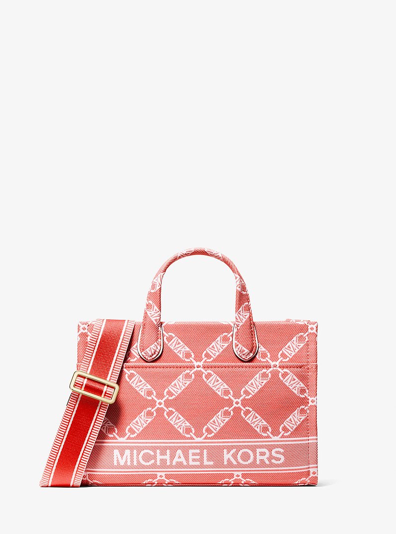 Gigi Small Empire Logo Jacquard Messenger Bag in SPICED CORAL | Michael Kors