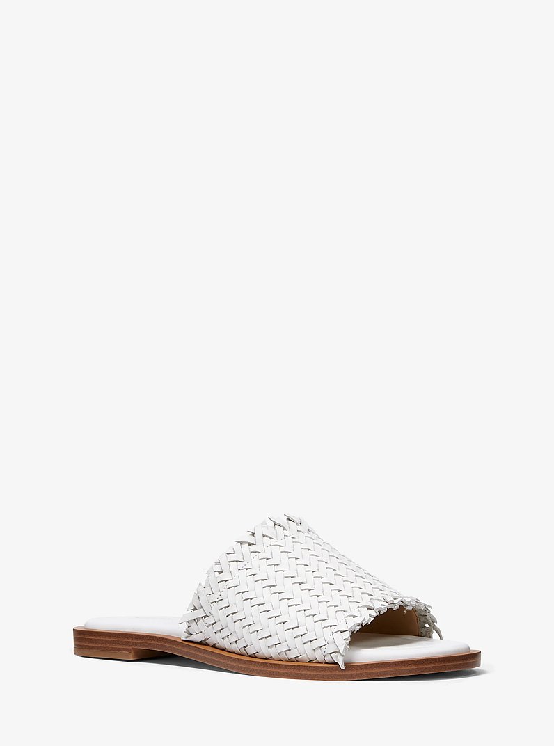 Sandale &agrave; enfiler Dee en cuir tress&eacute; in BLANC OPTIQUE | Michael Kors
