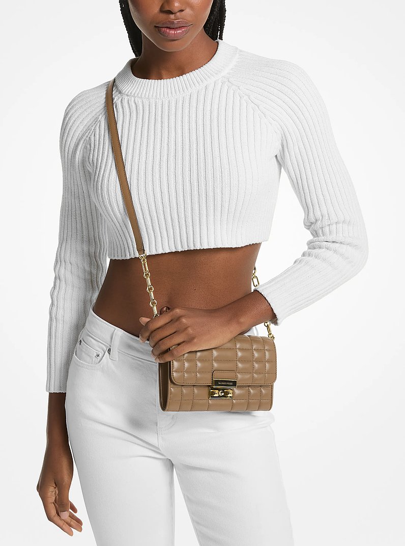 Tribeca Leather Convertible Crossbody Bag in HUSK | Michael Kors