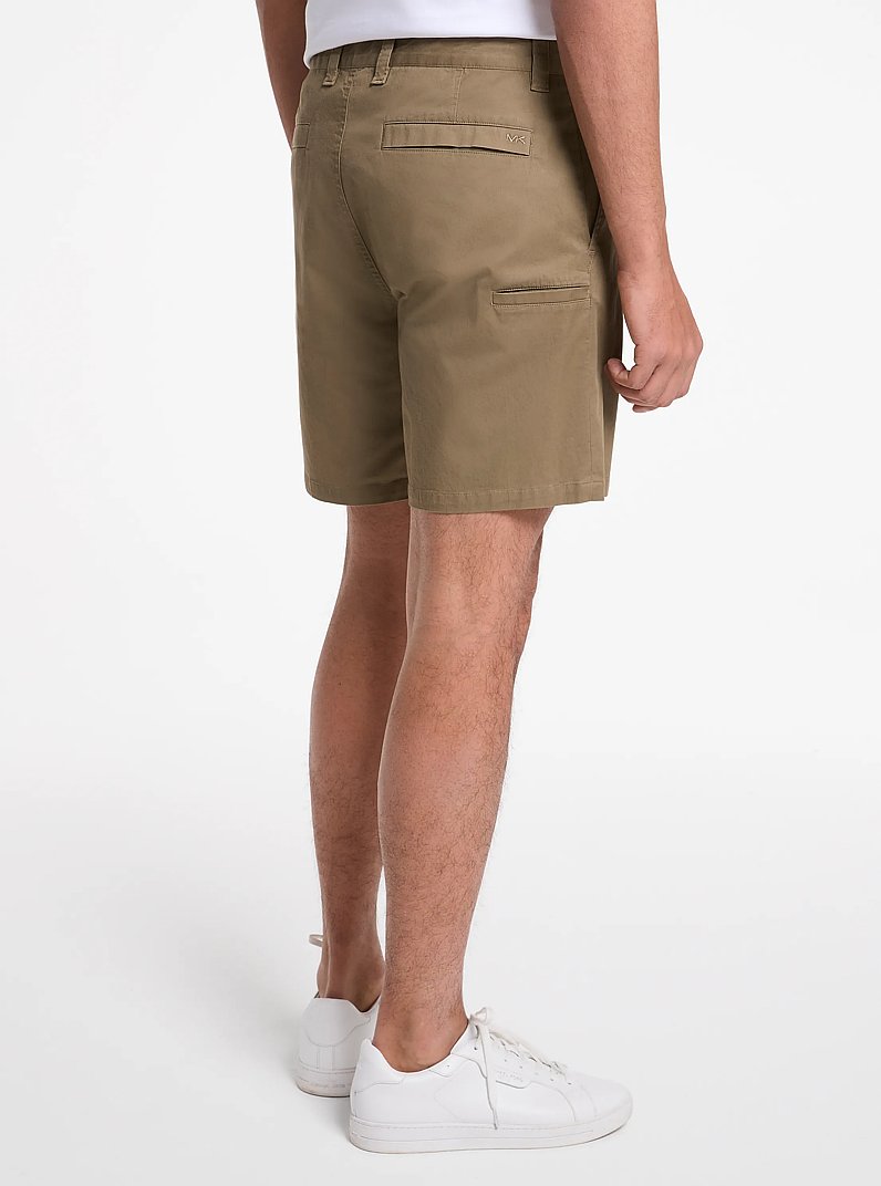 Stretch Cotton Shorts in SAFARI GREEN | Michael Kors