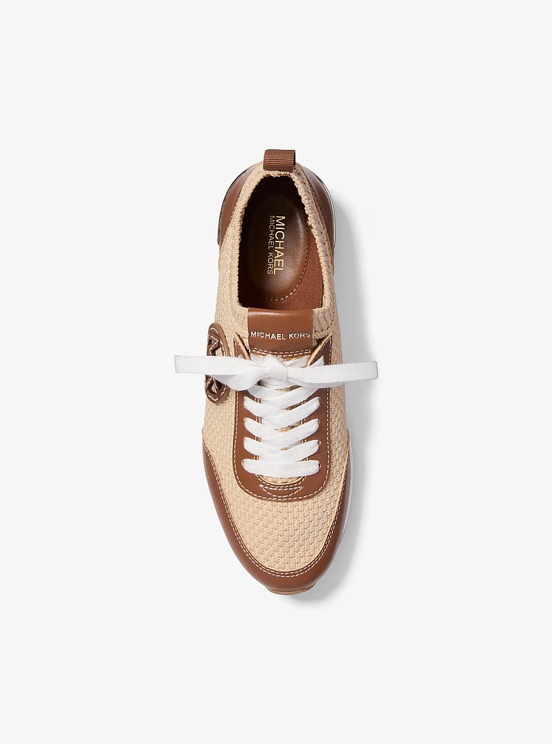 Jenkins Two-Tone Stretch Knit Trainer in NATURAL | Michael Kors
