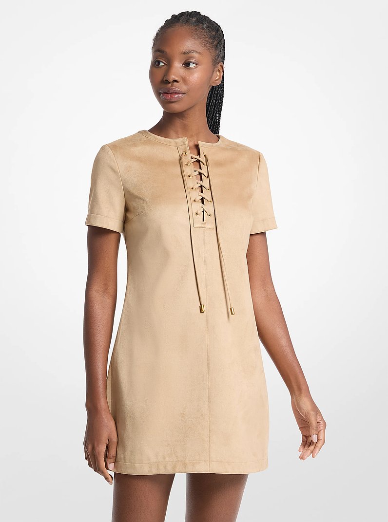 Lace-Up Mini Dress in KHAKI | Michael Kors