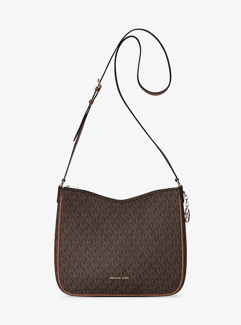 Nayla Medium Signature Logo Messenger Bag in BROWN | Michael Kors