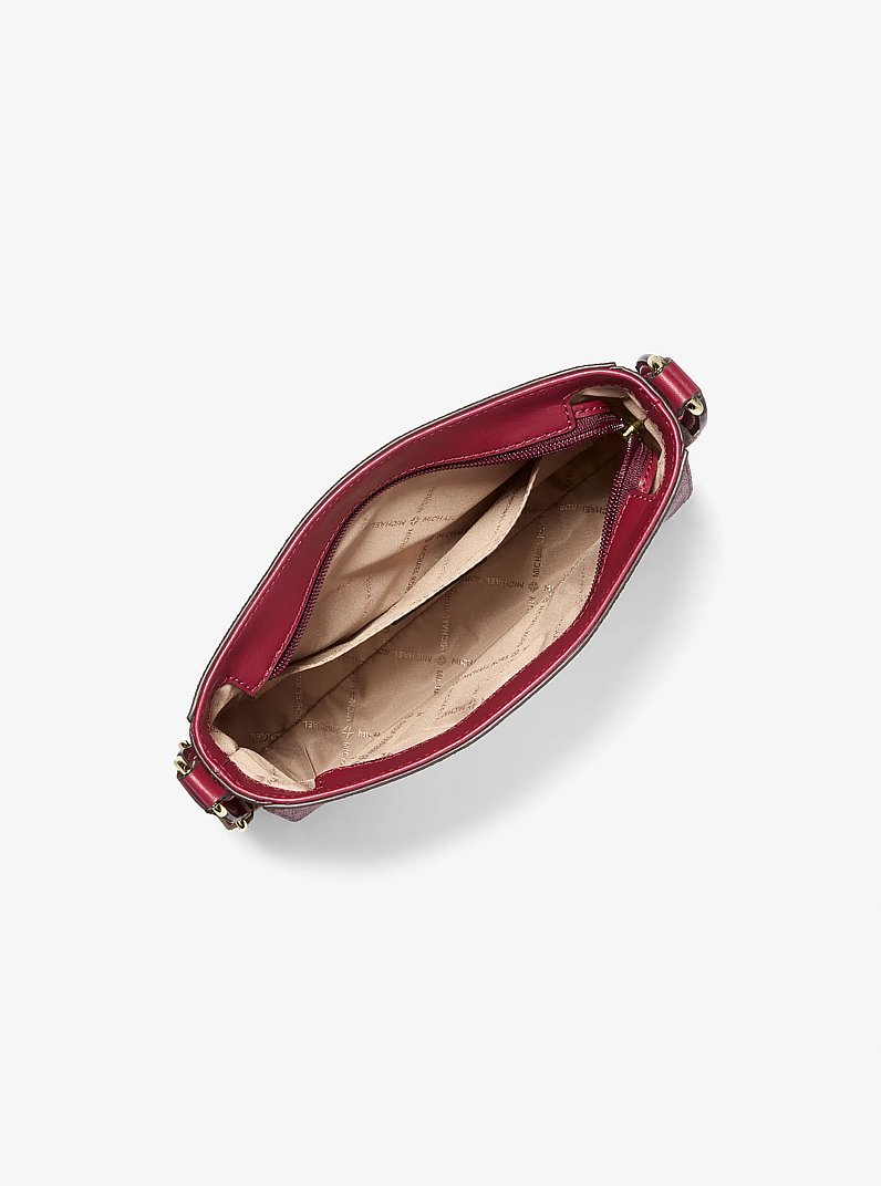 Jet Set Travel Small Signature Logo and Metallic Messenger Bag in OXBLOOD | Michael Kors