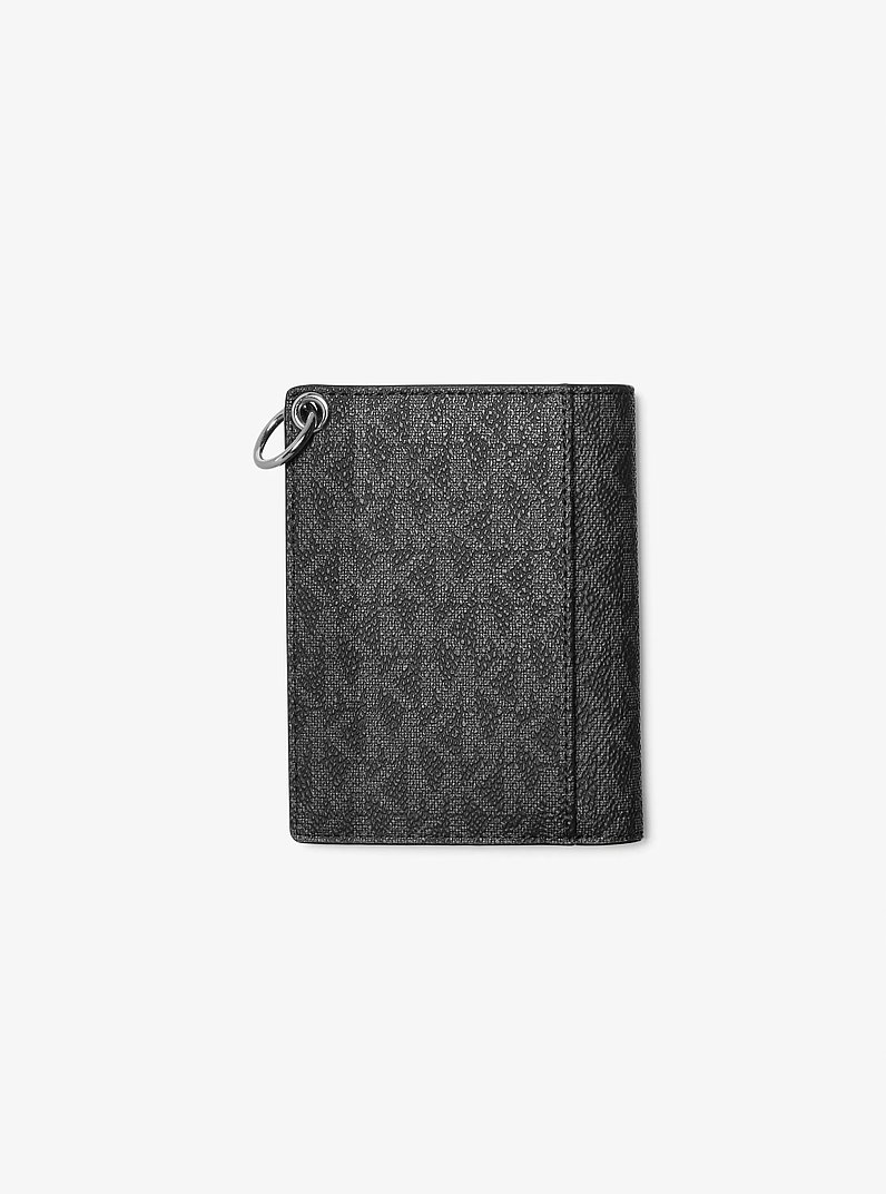 Hudson Logo Chain-Link Wallet in BLACK | Michael Kors