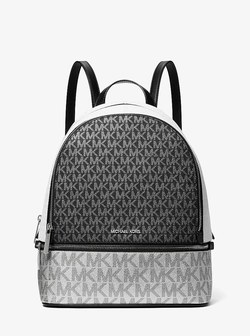 バッグ OSAKA RHEA Medium Backpack Rhea Medium Metallic Signature Logo Backpack in BLACK - Sale