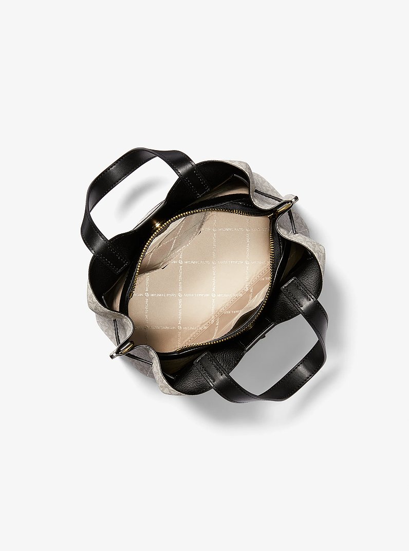 Emilia Small Logo Satchel in VANILLA/BLACK | Michael Kors