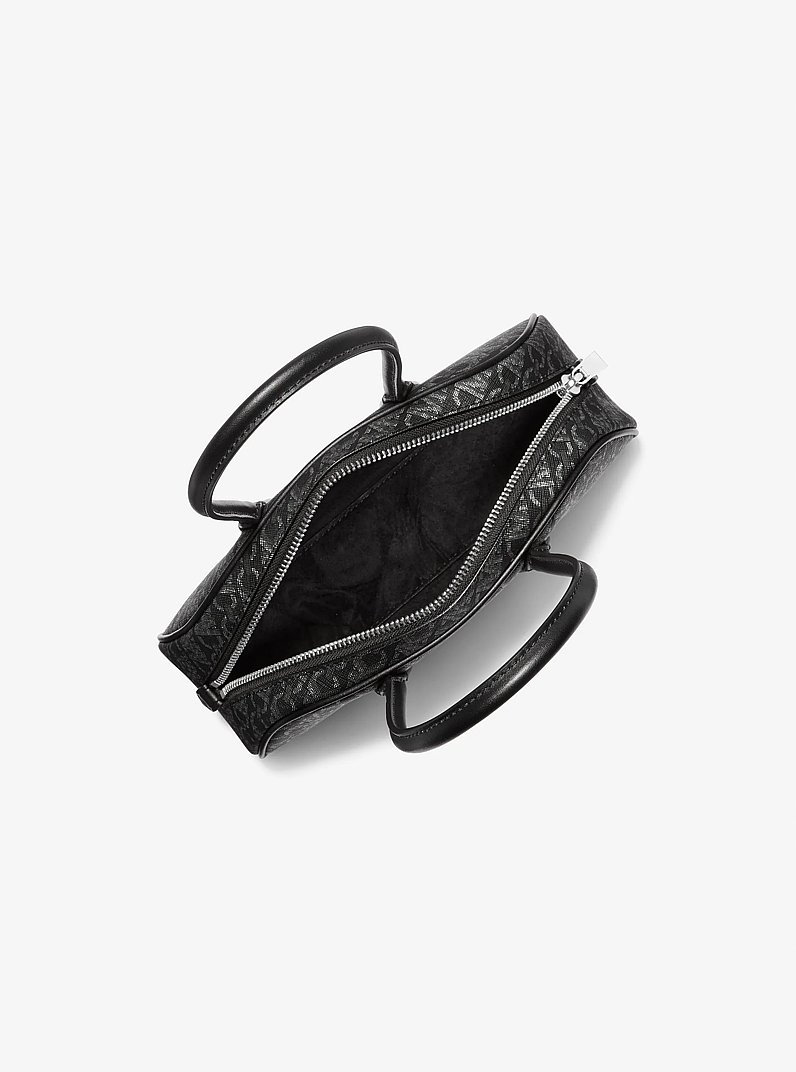 Bolso satchel Lulu peque&ntilde;o metalizado con logotipo imperio