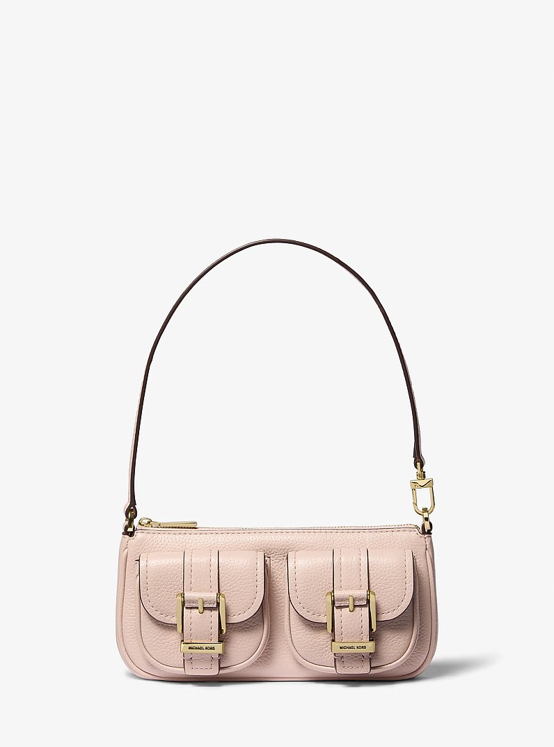 Zoe Small Pebbled Leather Pochette in SOFT PINK | Michael Kors