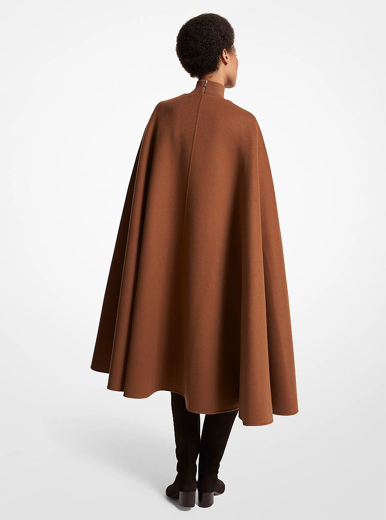Double Faced Wool Melton Cape in CHESTNUT | Michael Kors