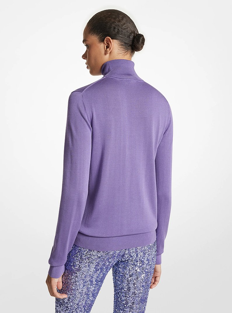 Featherweight Silk Turtleneck Sweater in VIOLET | Michael Kors