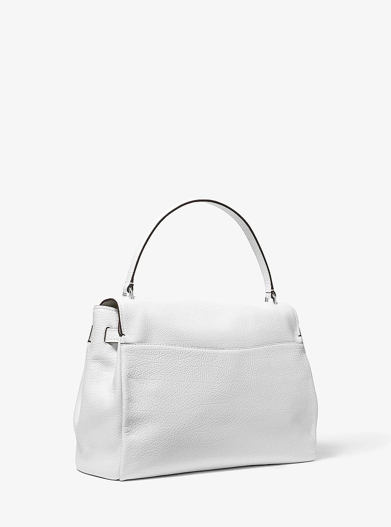Hamilton Moderne Large Textured Leather Satchel in OPTIC WHITE | Michael Kors
