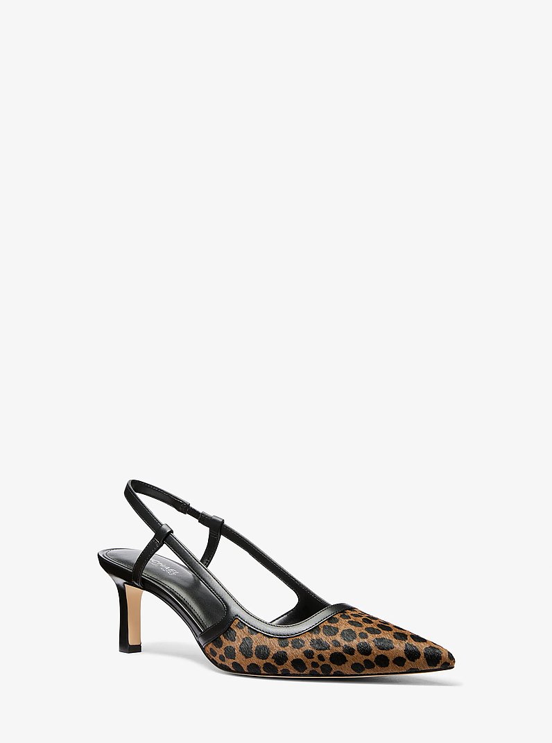 Zapato de sal&oacute;n Alora en pelo de becerro con estampado de guepardo y tal&oacute;n descubierto in HUSK MULTI | Michael Kors