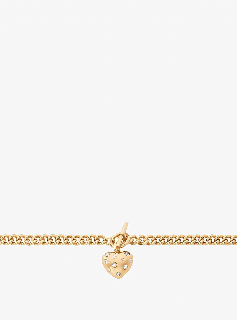 Pav&eacute; Heart Charm Bracelet in GOLD | Michael Kors