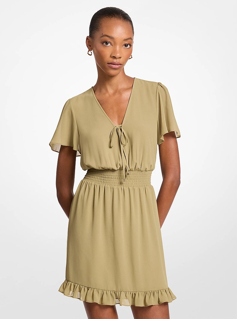 Vestido mini de georgette in OREGANO | Michael Kors