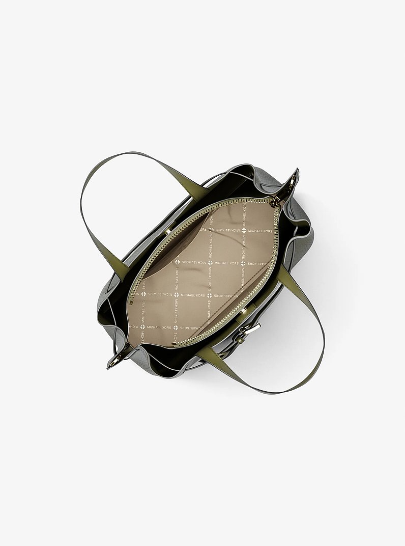Emilia Small Pebbled Leather Satchel in IVY | Michael Kors