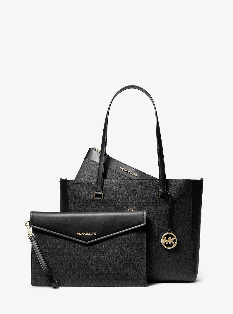 Maisie Large Logo 3-in-1 Tote Bag in BROWN | Michael Kors