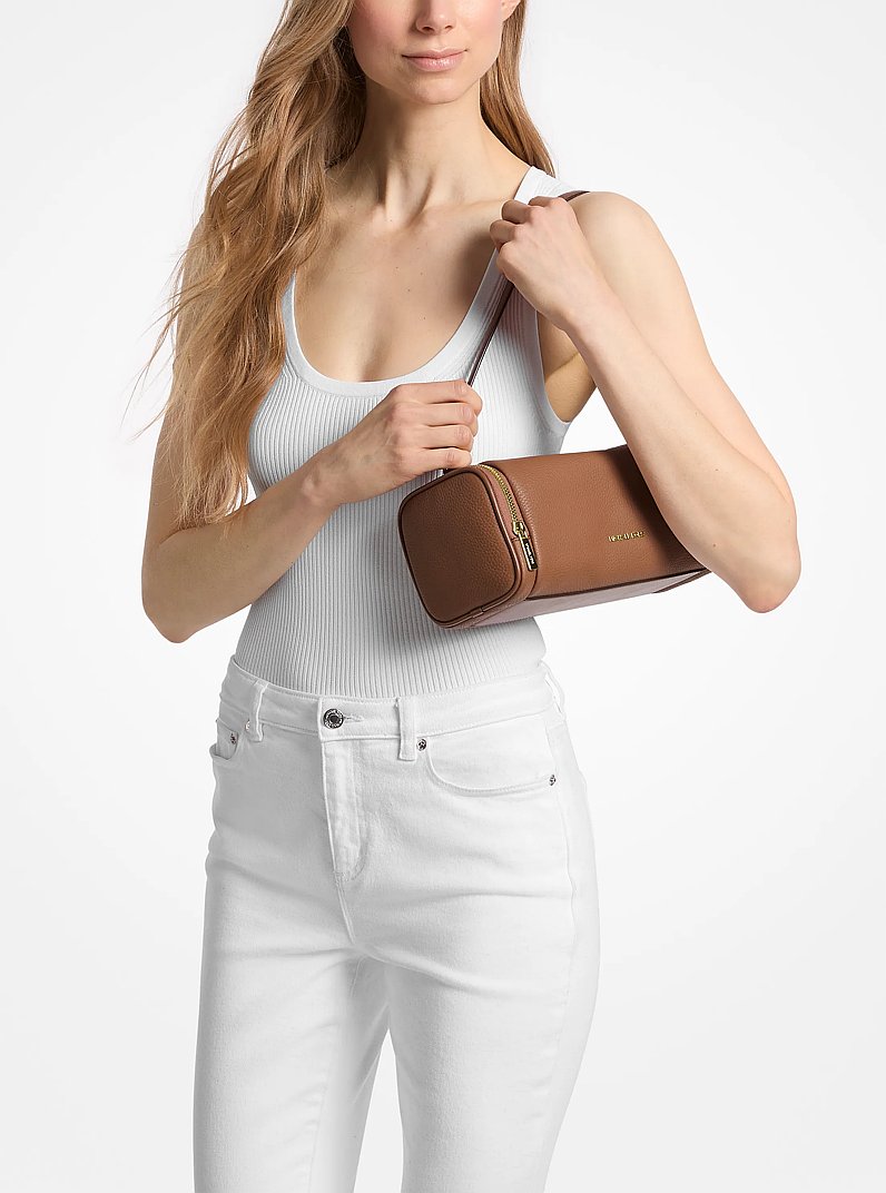 Jet Set Travel Small Pebbled Leather Convertible Crossbody Bag in LUGGAGE | Michael Kors