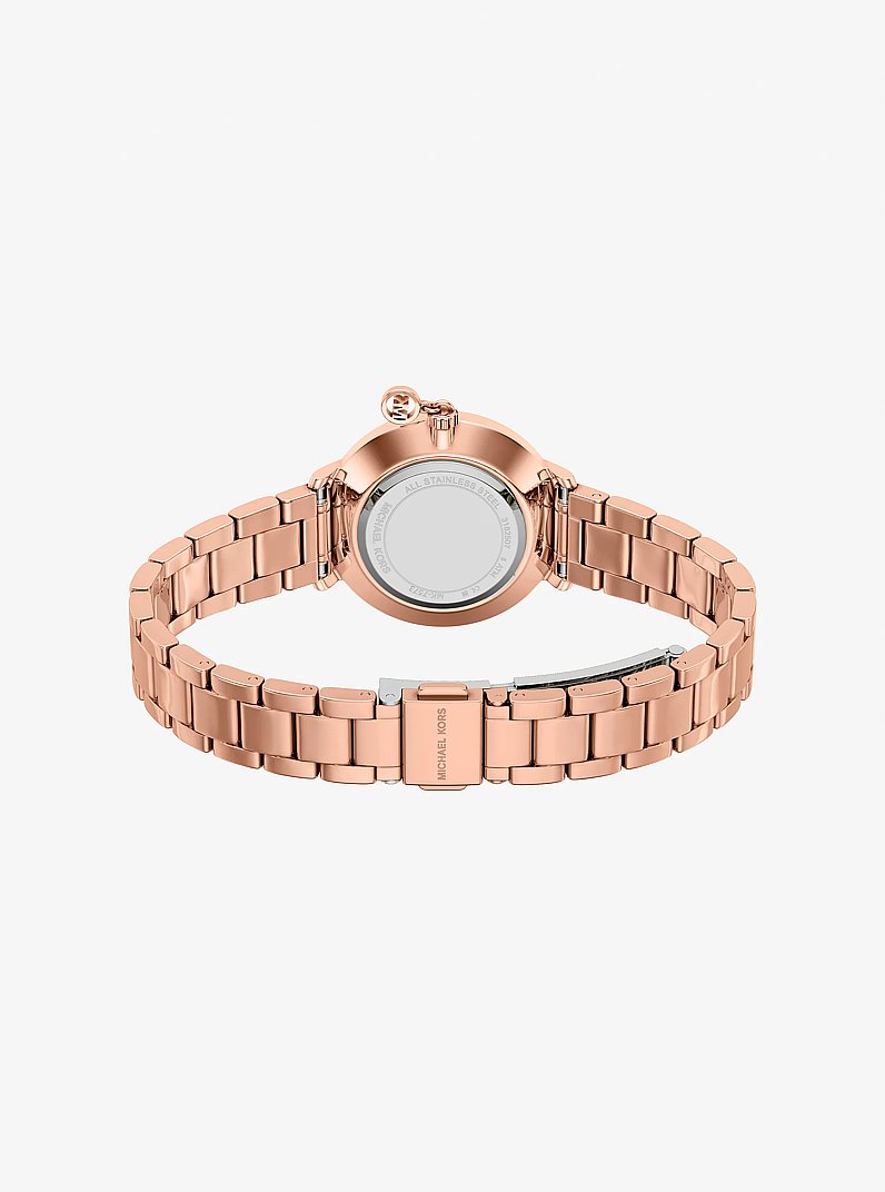 Mini Pyper Pav&eacute; Rose Gold-Tone Watch in ROSE GOLD | Michael Kors