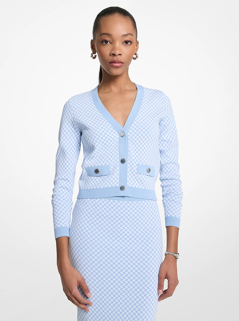 Tile Jacquard Cardigan in SHOREBLUE | Michael Kors