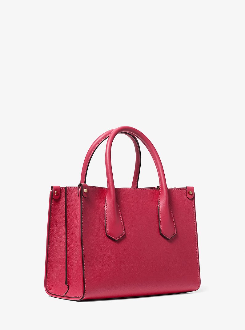 Maple Small Studded Saffiano Leather Satchel in DEEP PINK | Michael Kors