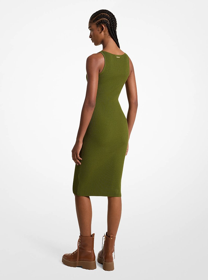 Ribbed Stretch Knit Midi Tank Dress in EVERGREEN | Michael Kors