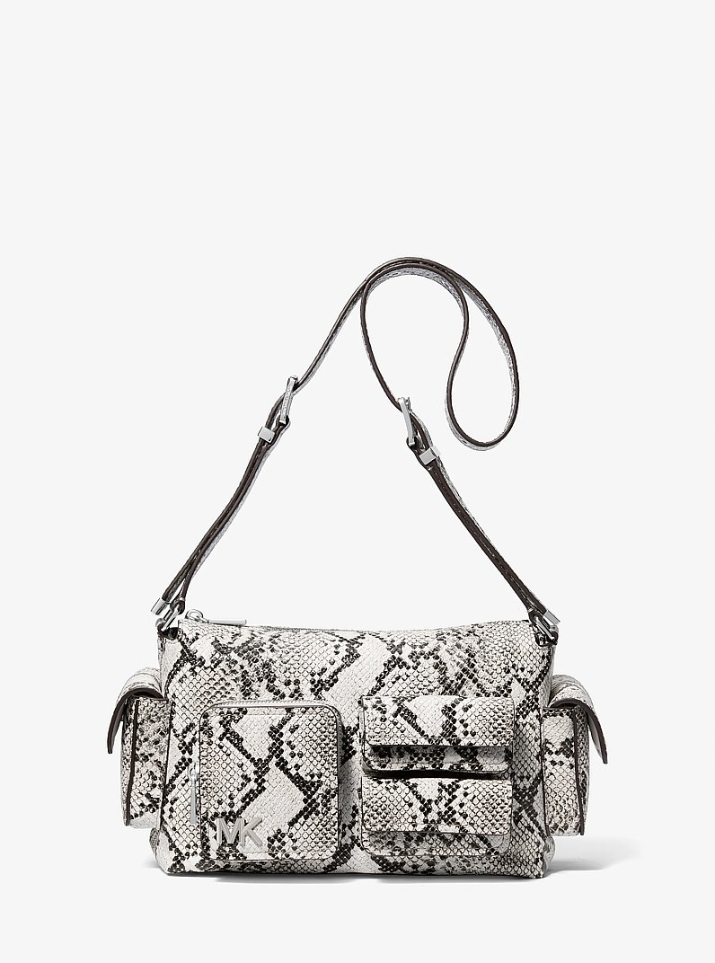 Dakota Medium Snake Embossed Leather Shoulder Bag in ALUMINUM | Michael Kors