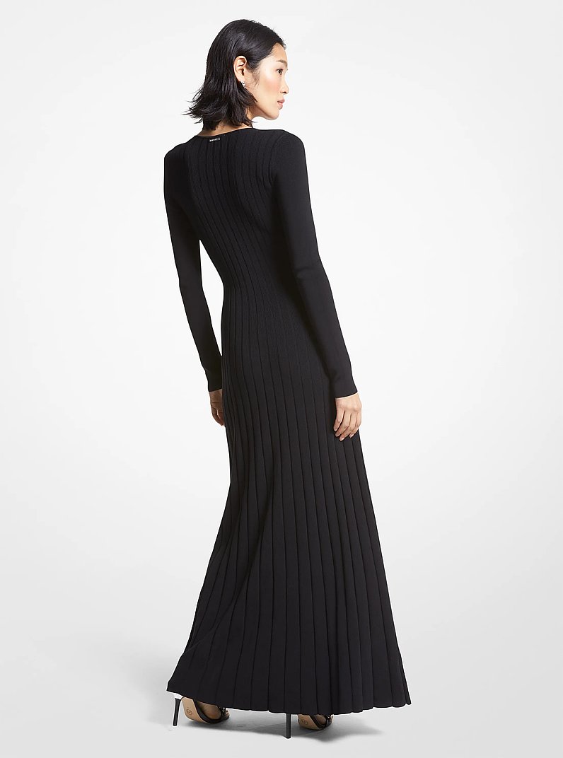 Stretch Knit Ring Maxi Dress in BLACK | Michael Kors
