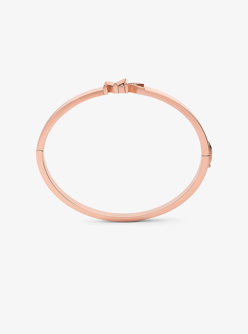 Precious Metal-Plated Brass Pav&eacute; Logo Bangle in ROSE GOLD | Michael Kors