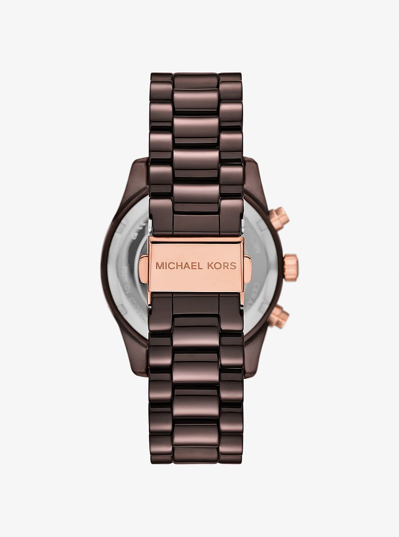 Lexington Pav&eacute; Brown-Tone Ceramic Watch in CHOCOLATE | Michael Kors