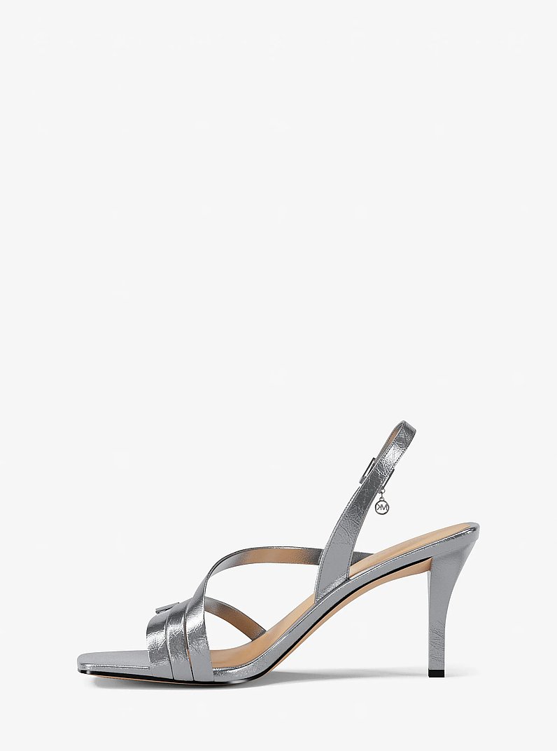 Yvette Metallic Sandal in SILVER | Michael Kors