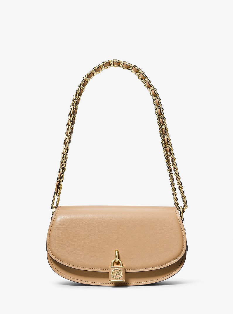 Mila Small Leather Shoulder Bag in CAMEL | Michael Kors