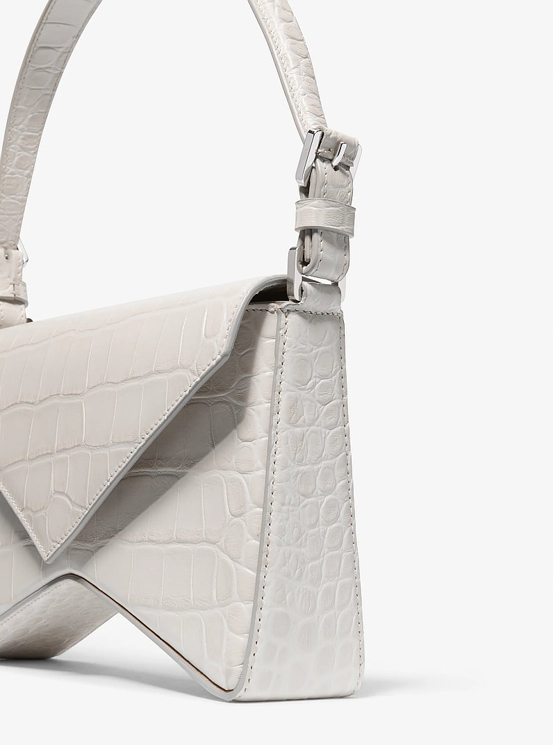Manhatta Medium Crocodile Embossed Leather Bag in OYSTER | Michael Kors