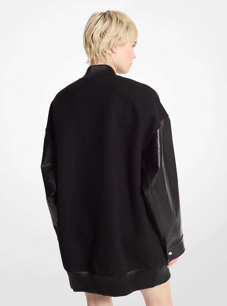 Oversize-Bomberjacke aus Wollmischung mit glatten &Auml;rmeln