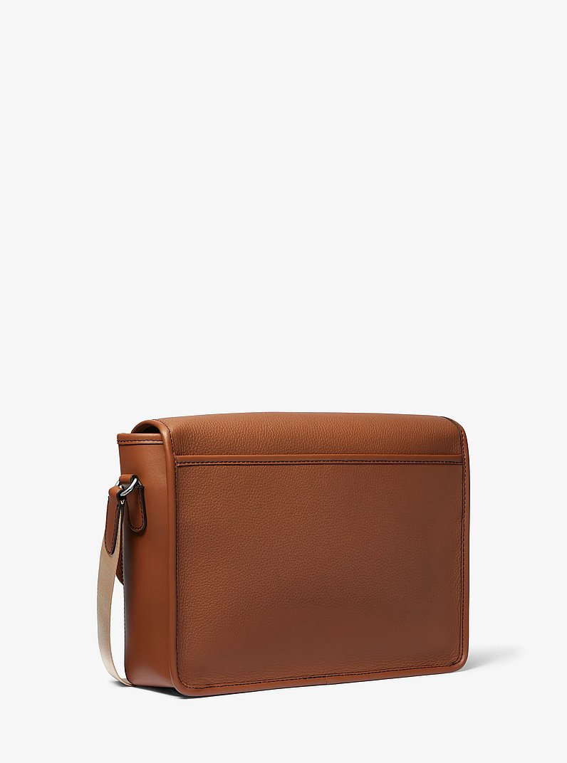 Hudson Pebbled Leather Messenger Bag with Pouch