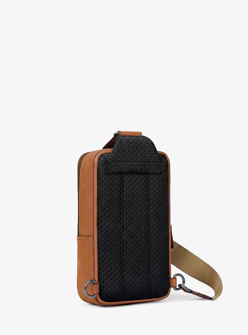 Cooper Medium Suede Sling Pack in LUGGAGE | Michael Kors
