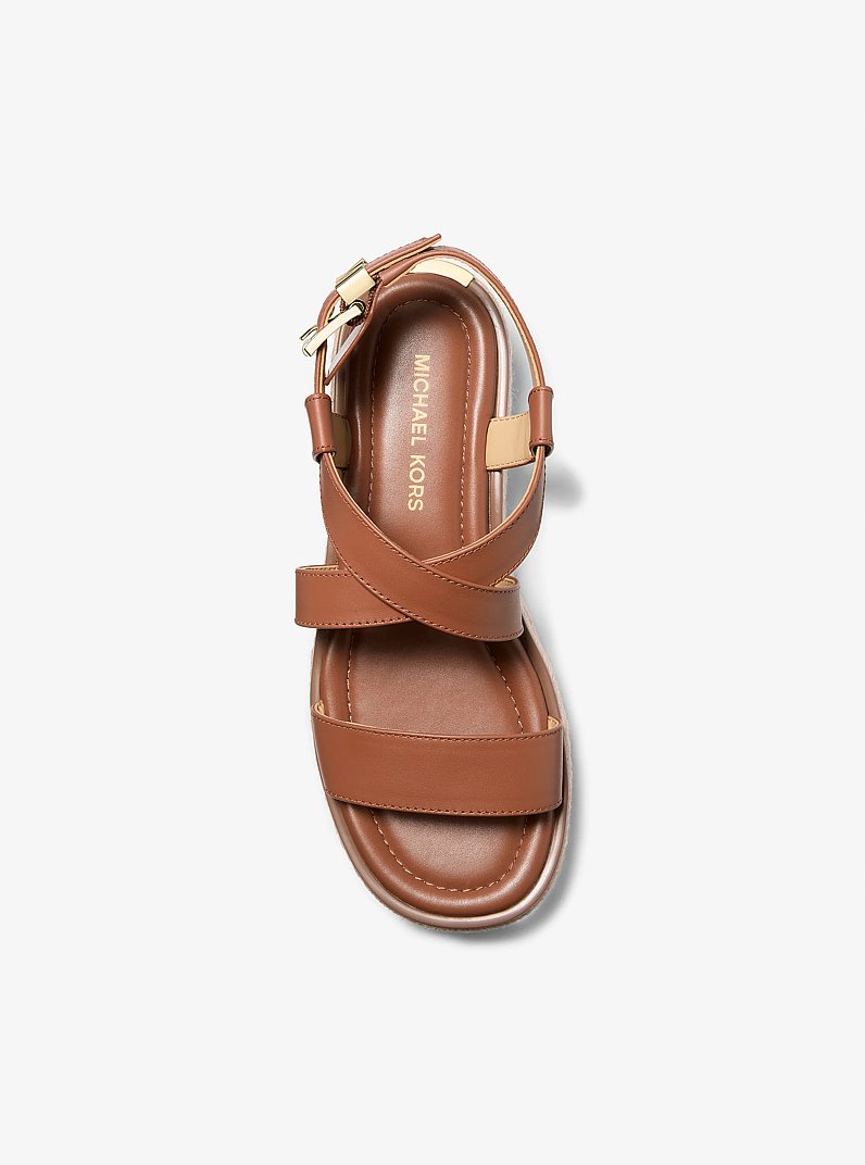 Lynn Leather Platform Espadrille Sandal in LUGGAGE | Michael Kors