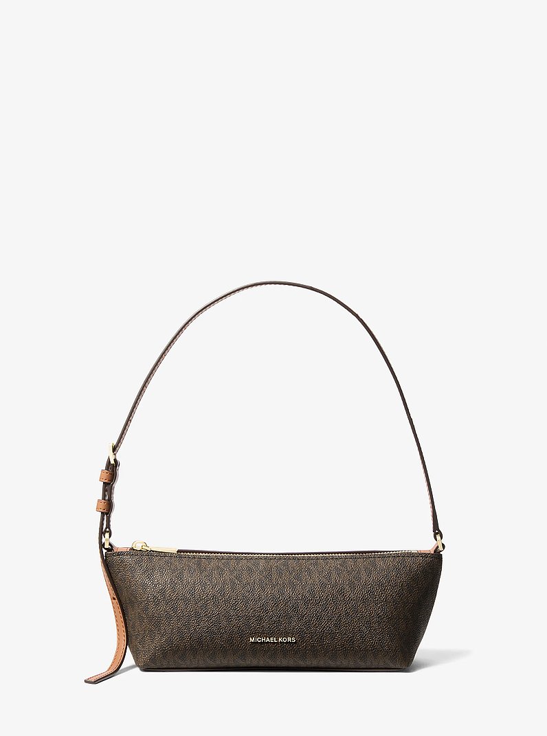 Laila Small Signature Logo Pochette in BRN/ACORN | Michael Kors
