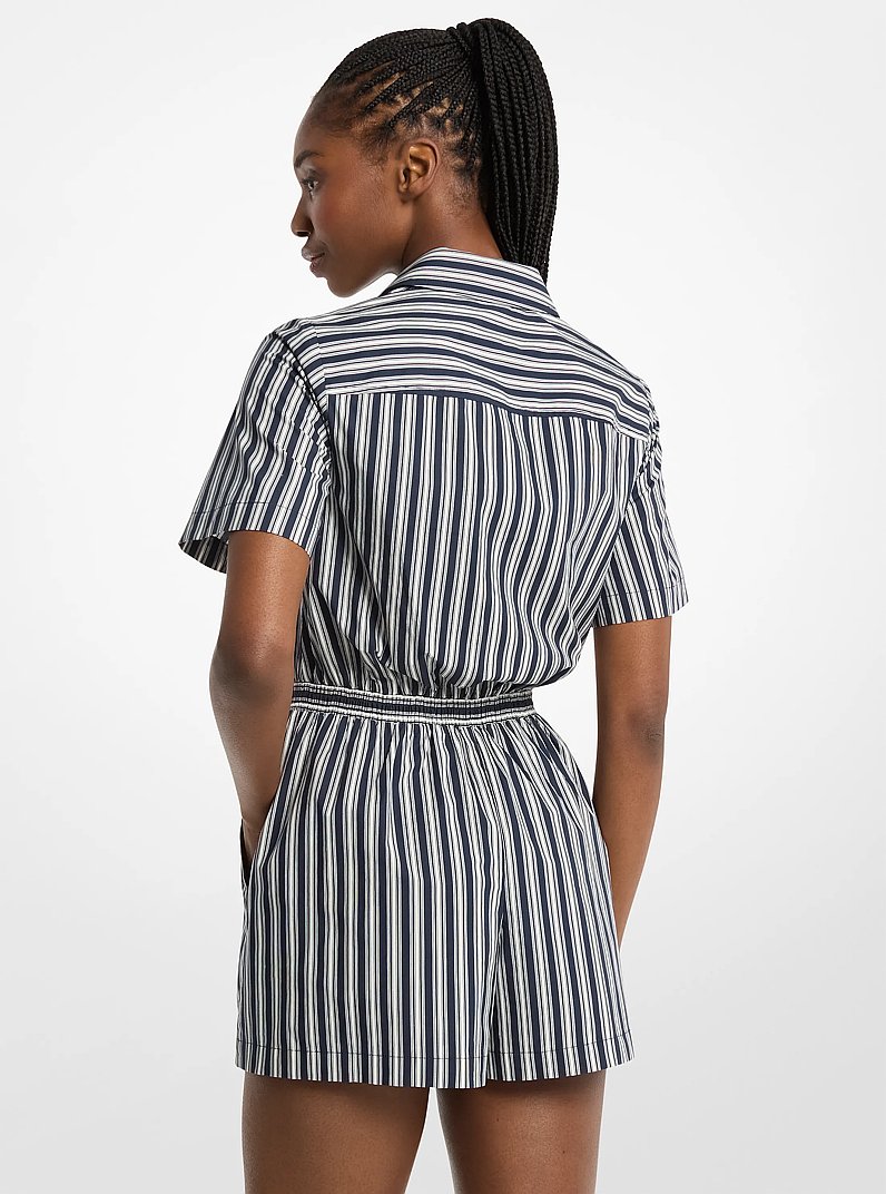 Striped Cotton Poplin Romper in MIDNIGHTBLUE | Michael Kors