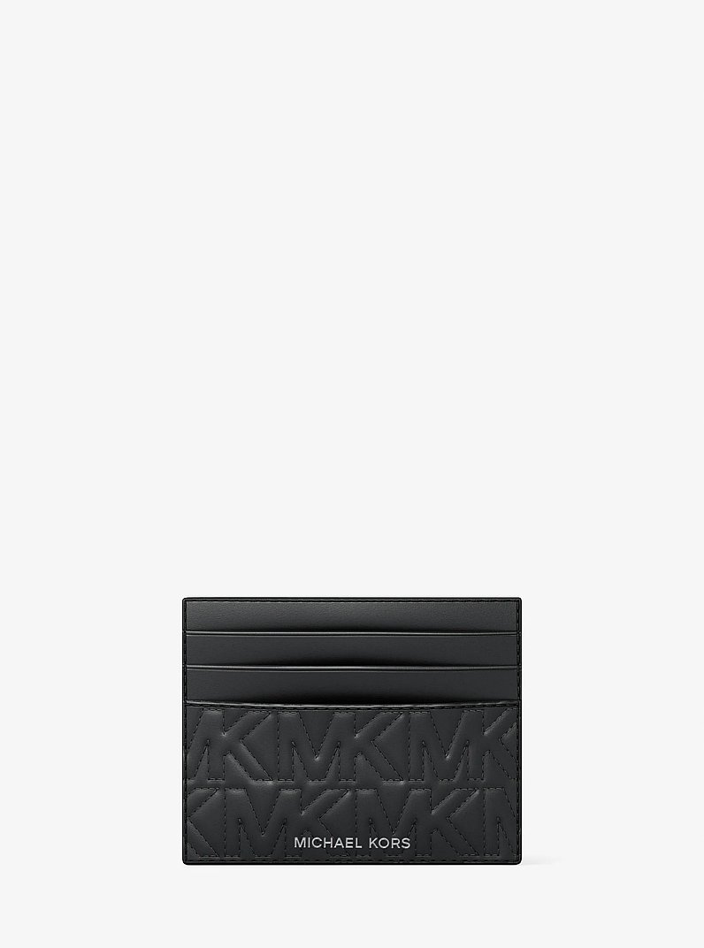 Hudson Quilted Logo Card Case in BLACK | Michael Kors