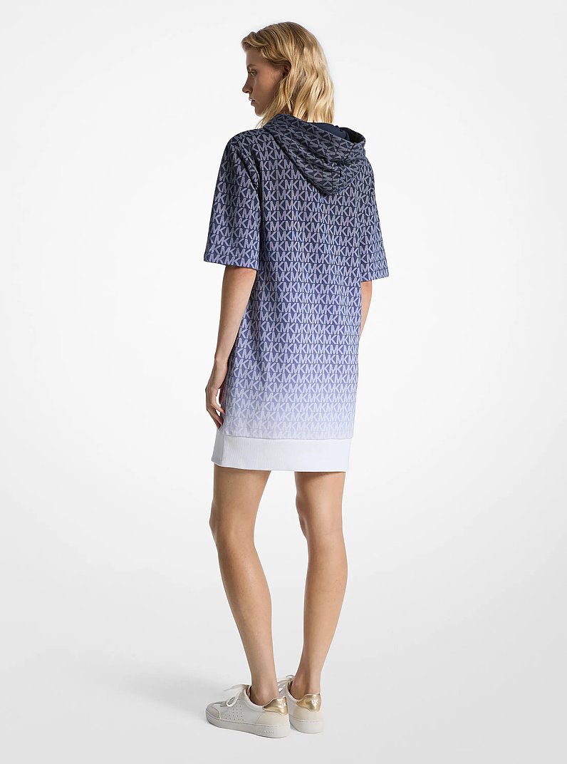Ombr&eacute; Signature Logo Cotton Terry Hoodie Dress in MIDNIGHTBLUE | Michael Kors