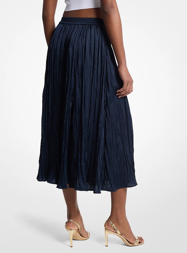 Crushed Satin Midi Skirt in MIDNIGHTBLUE | Michael Kors